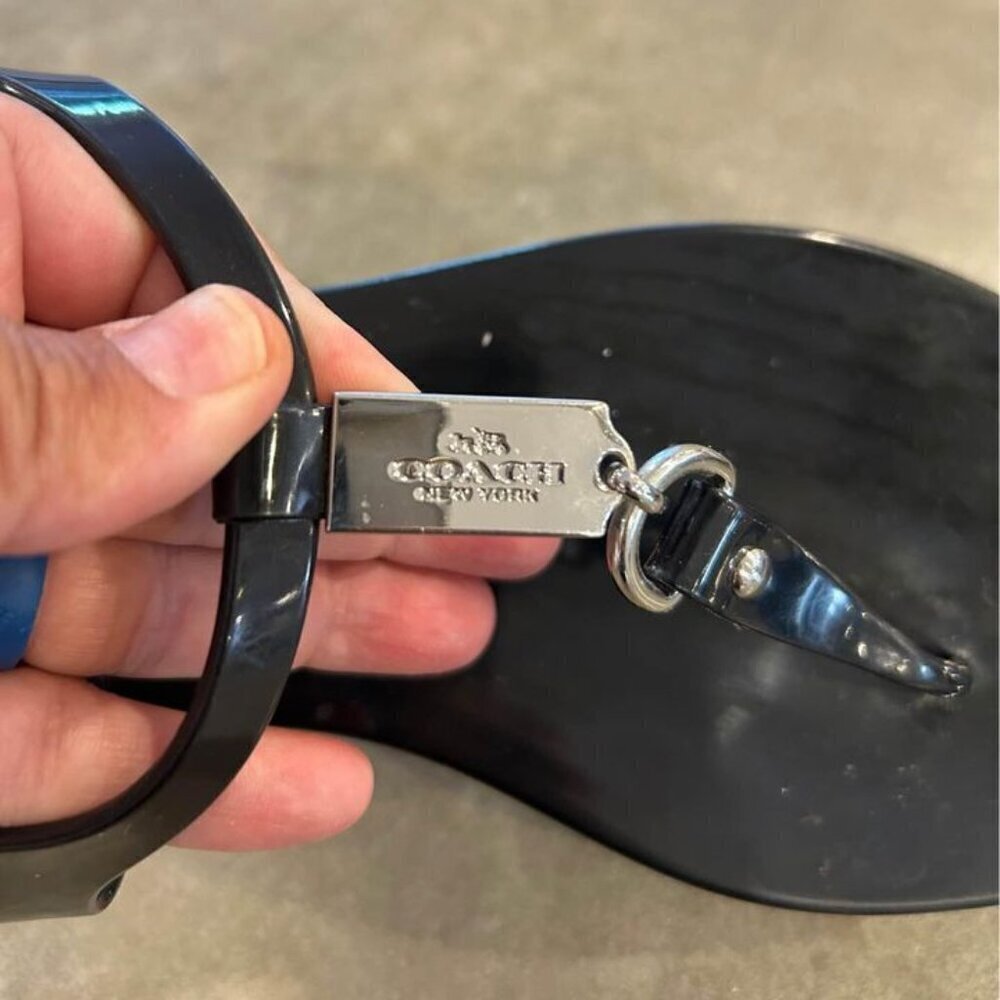 COACH woman’s black and silver sandals. Classic logo. Size 8. Excellent conditio
